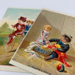 Vintage/Antique 1800s French Country Couple Victorian Gold Guilt Trade Card Lot