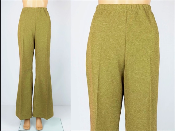Vintage 1970s/70s Double Knit Iridescent Green Pol