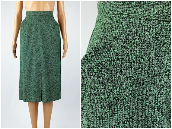 Vintage 1950s/40s Green Fleck Skirt 1940s/50s