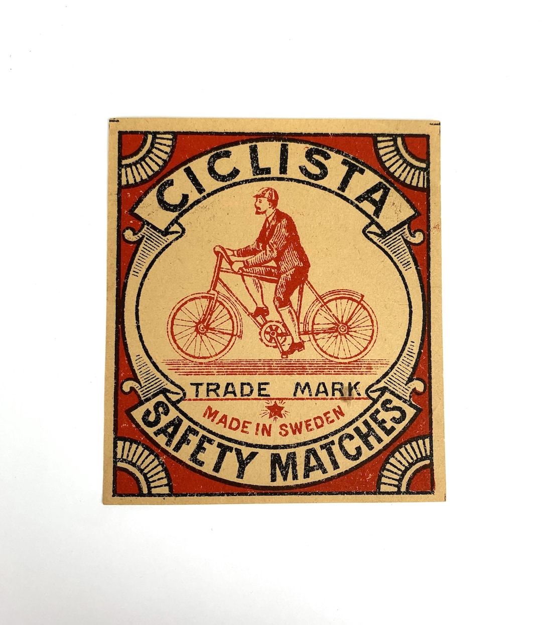 Vintage/antique Un-glued Swedish Matchbox Label the Ciclista Bicycle ...