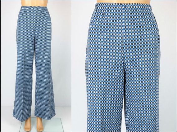 Vintage 1970s/70s Double Knit Checker Plaid Polyes