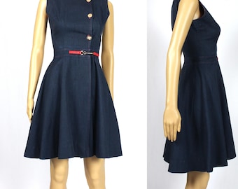 Mini robe portefeuille en jean de coton vintage des années 60/60 des années 70/70