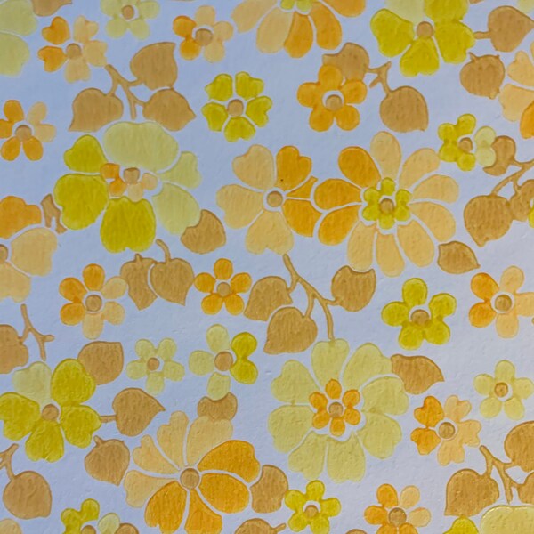 Superbe papier peint vintage des années 1970 vendu par verge