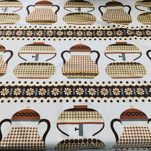 vintage geblümt / Küchenbaumwolle / 1950er Jahre Stoff ideal für Küchenvorhänge