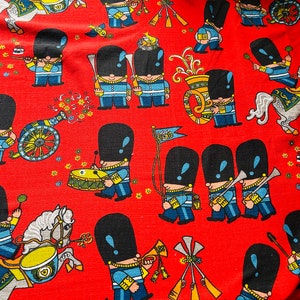 stunning piece of 1960s “pop parade “ barkcloth vintage fabric