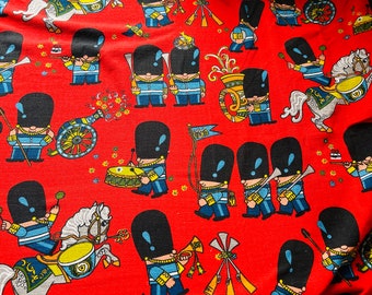 stunning piece of 1960s “pop parade “ barkcloth vintage fabric