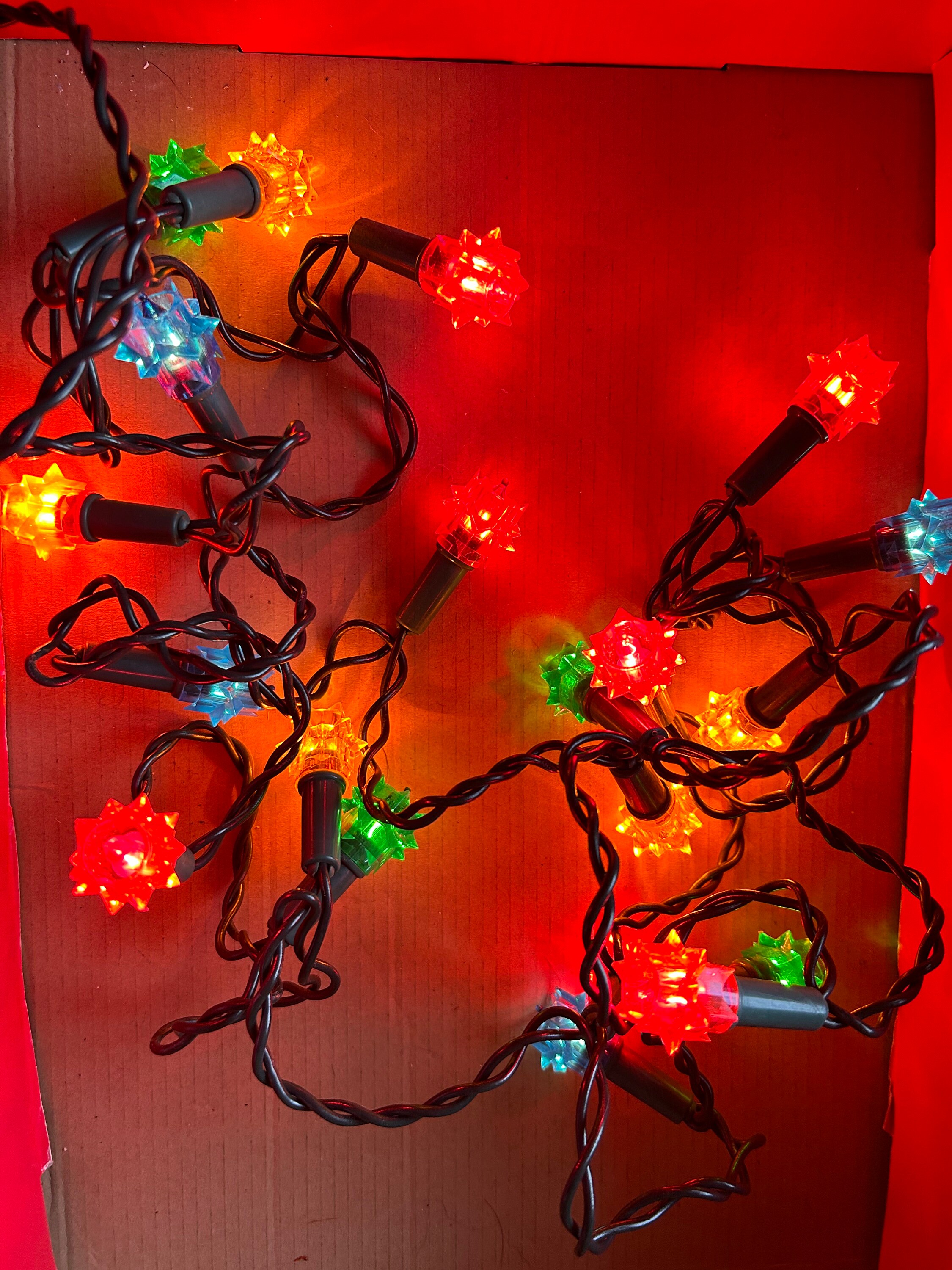 20 Vintage Diamond Christmas Lights Fully Working and Complete