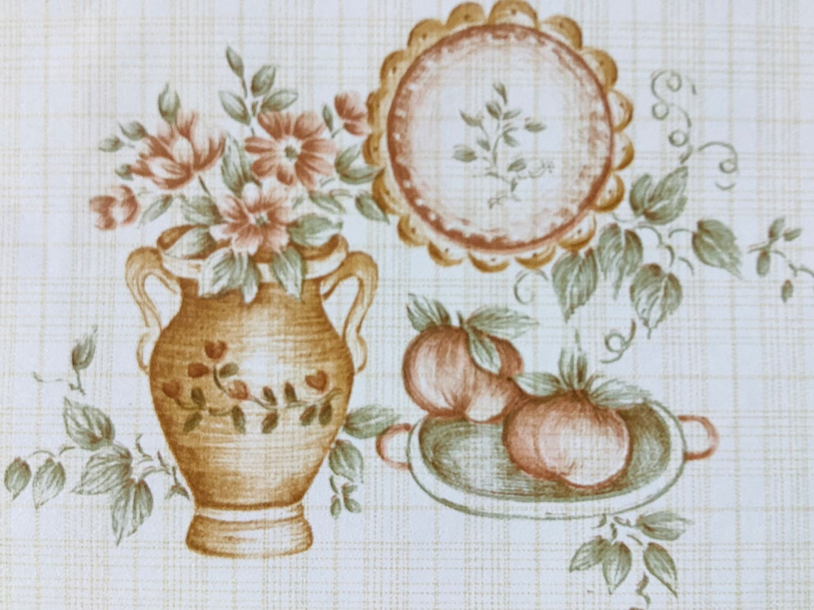 Stunning vintage 1950s kitchen wipeable wallpaper sold by