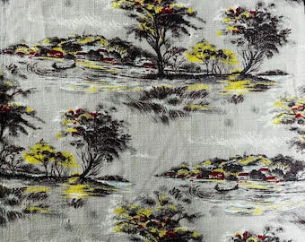 stunning piece of 1950s barkcloth vintage fabric 56 cm by 99 cm