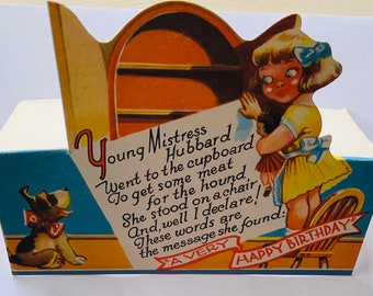 Vintage 1940s nursery rhyme happy birthday greetings card