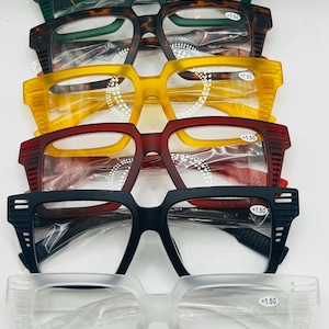 Oversized unisex chic reading glasses , screwless,metal less , magnification strength +1.50 #6