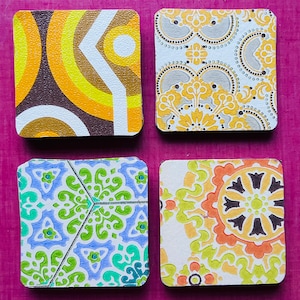Sottobicchieri retrò di carta da parati vintage fatti a mano x4