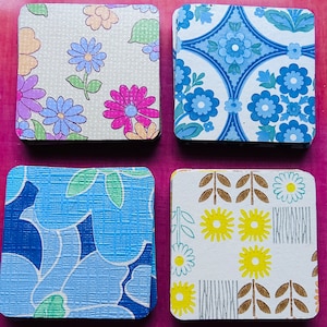 Sottobicchieri retrò di carta da parati vintage fatti a mano x4
