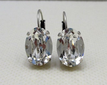 Stunning and Sparkling Oval Crystal Earrings