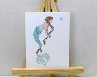 Whimsical Mermaid Artist Drawn Note Cards