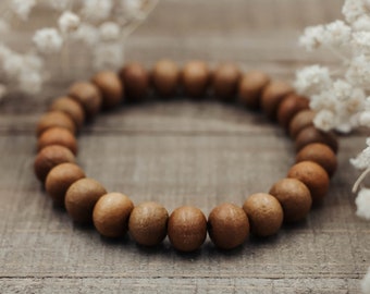 8mm Sandalwood Bracelet | Unisex Sandalwood Bracelet | Unisex Wood Bracelet | Men's Wood Bracelet | Sandalwood Mala Bracelet