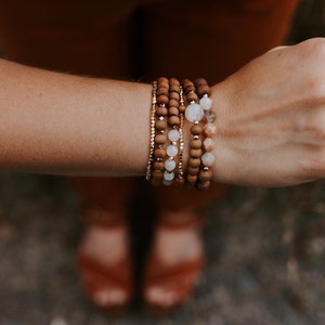 6mm Sandalwood and Rainbow Moonstone Bracelet Mala Bracelet Moonstone Bracelet June Birthstone Bracelet image 8