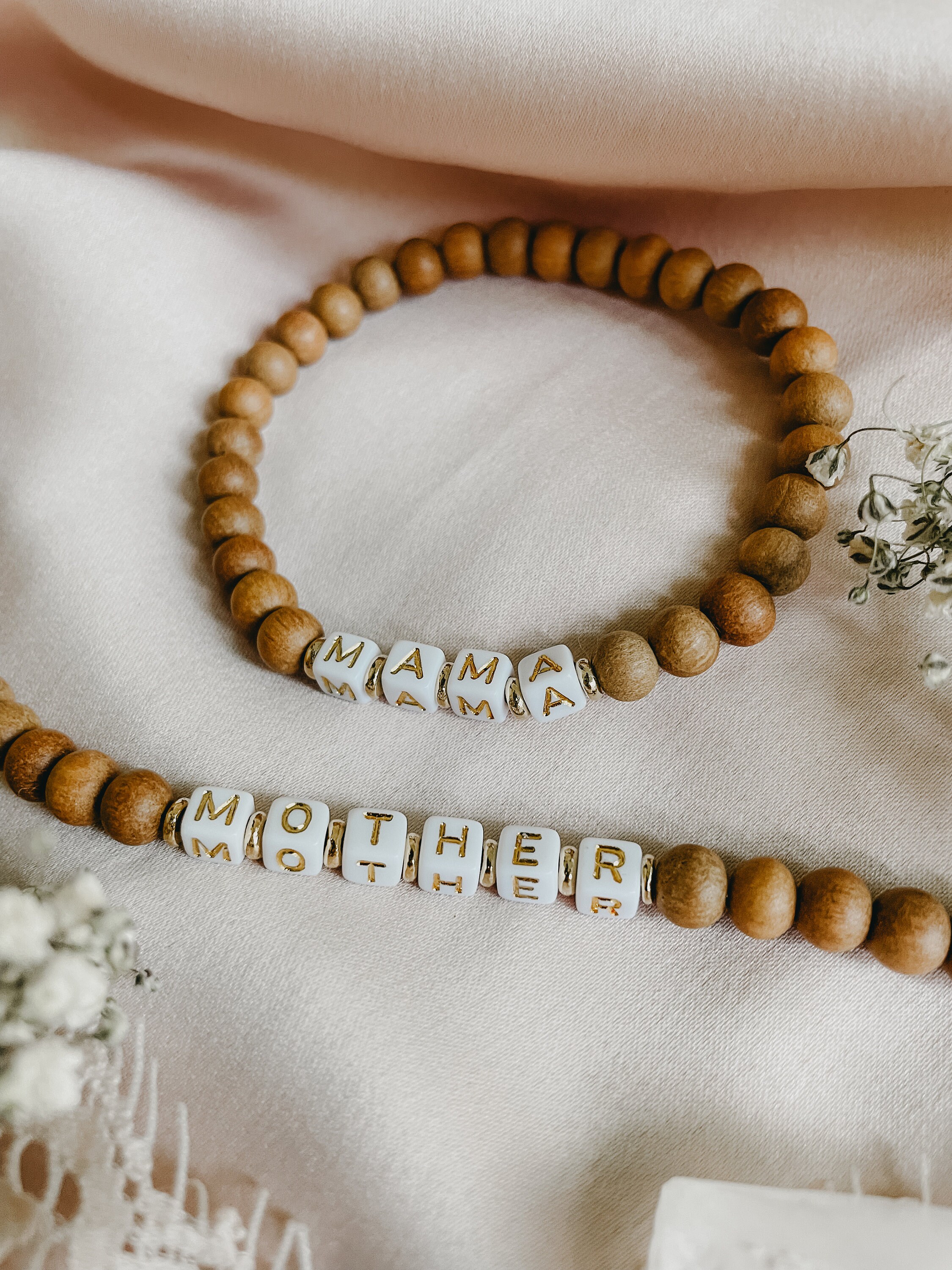 Mama Bracelet | 6mm Sandalwood Bracelet With Gold or Silver