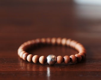 6mm Men's Sandalwood Bracelet with Sterling Silver