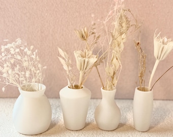 Minijarrón magnético: PLA color marfil, decoración para nevera y oficina, flores secas opcionales