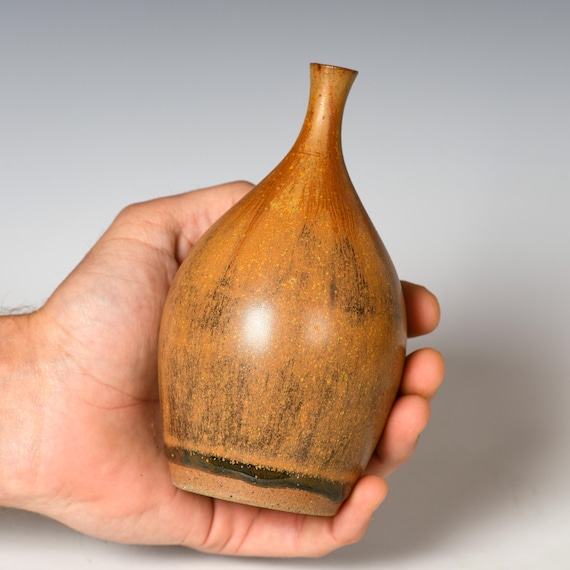 Small Wheel Thrown Flower Bud Vase | Ash Glaze #6