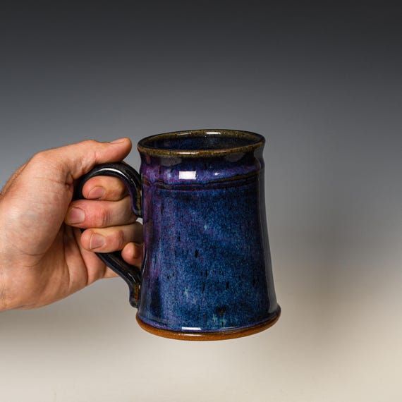 Ceramic Tea or Coffee Mug in Purple Glaze, Handmade Stoneware Pottery Mugs