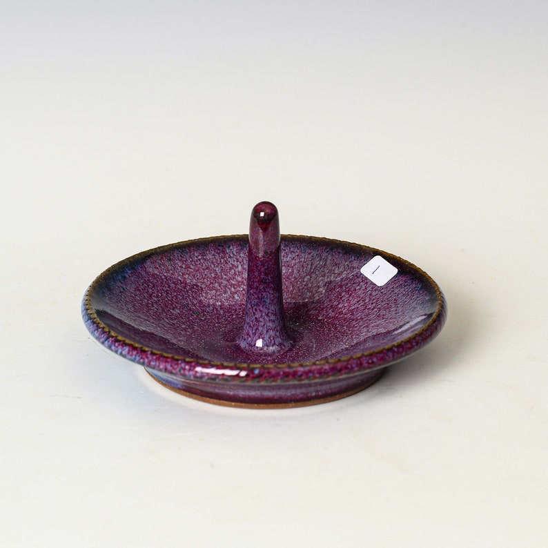 Ring Keeper Holder in Purple Glaze, Handmade Ceramic Unique Jewelry Dish, Clay Trinket Holder 1
