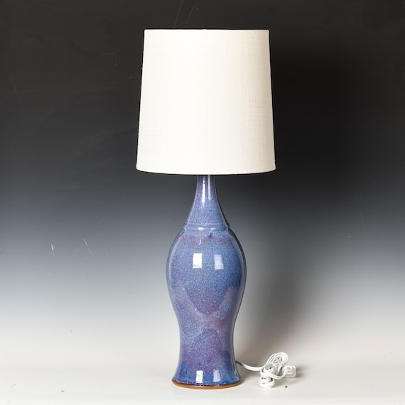 Ceramic Table Lamp | Stoneware Desk Light | Purple Glaze #48