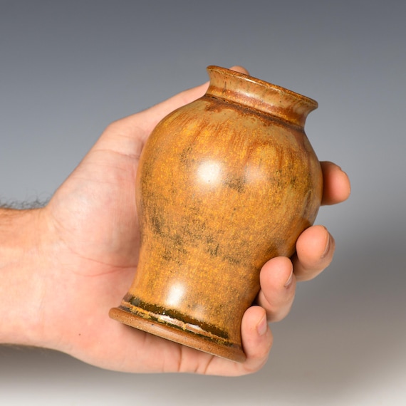 Small Wheel Thrown Flower Bud Vase | Yellow Ash Glaze #6