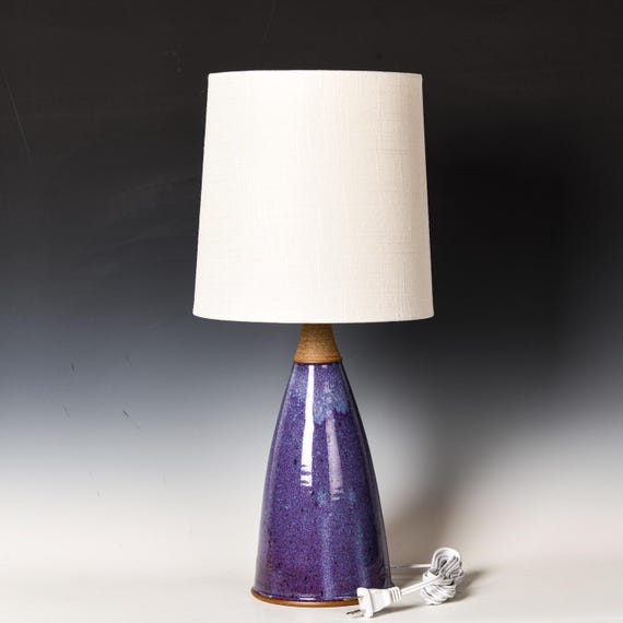 Ceramic Table Lamp | Stoneware Desk Light | Purple Glaze #31