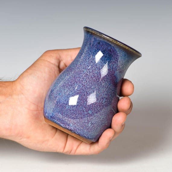 Small Wheel Thrown Flower Bud Vase | Purple Glaze #10