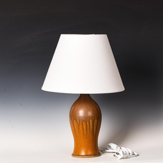 Ceramic Table Lamp | Stoneware Desk Light | Ash Glaze #37