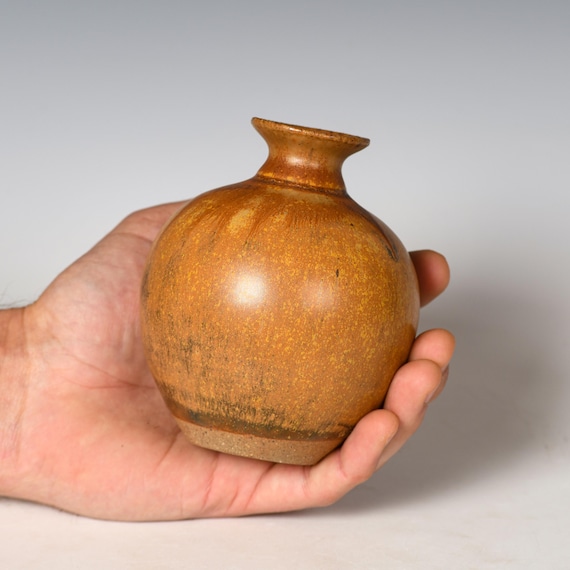 Small Wheel Thrown Flower Bud Vase | Ash Glaze #1