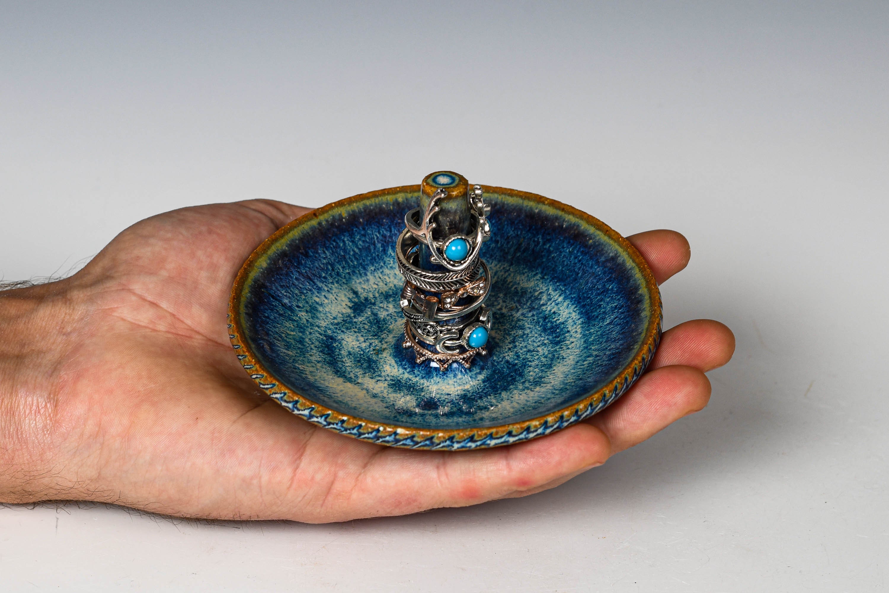 Vintage Hand Reproduction Handmade Ceramic Ring Holder Jewelry
