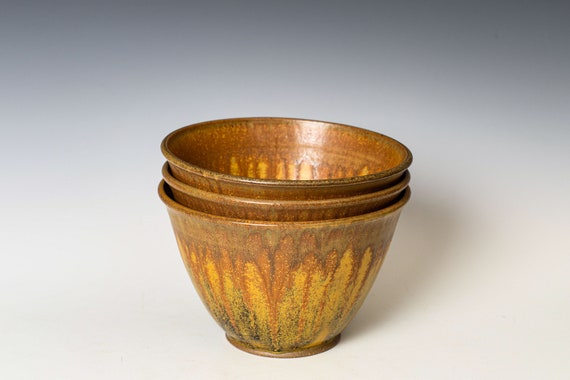 Ceramic Bowl in Yellow Ash Glaze, Stoneware Cozy Ramen Soup Cereal Serving Bowl