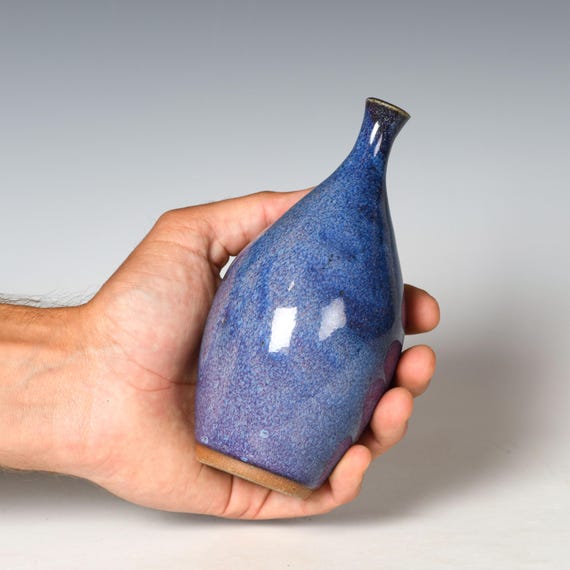 Small Wheel Thrown Flower Bud Vase | Blurple Glaze #15