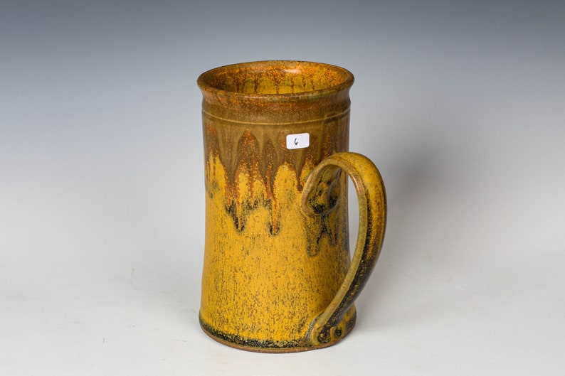 Ceramic Large Mug in Yellow Ash Glaze, Stoneware Pottery Mug image 7