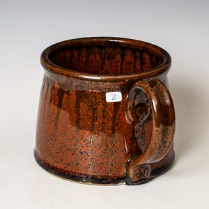 Soup Mug in Red Ash Glaze, Oversized Wide Ceramic Mug, Cappuccino Cereal Ice Cream Bowl SECONDS 2