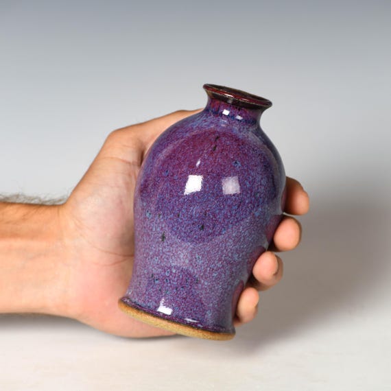Small Wheel Thrown Flower Bud Vase | Purple Glaze #40
