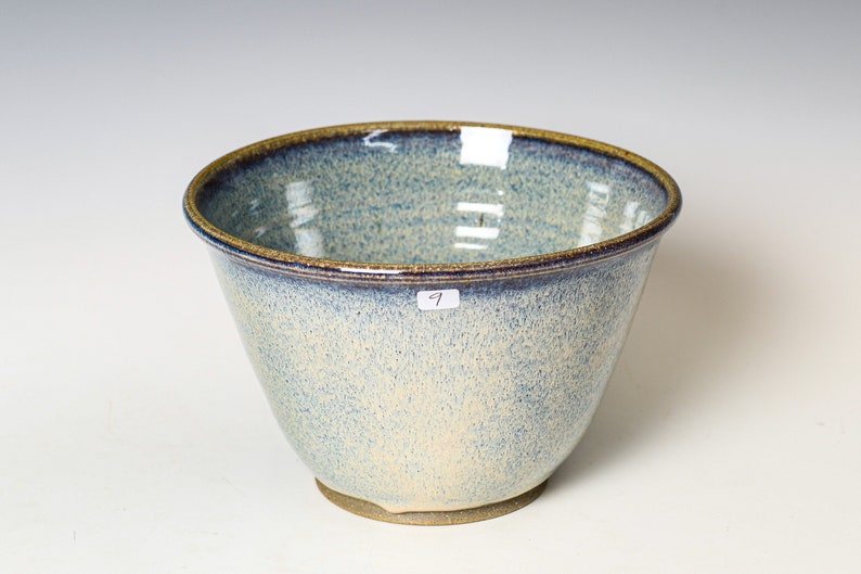 Ceramic Bowl in Blue & White Glaze, Stoneware Cozy Ramen Soup Cereal Serving Bowl 9