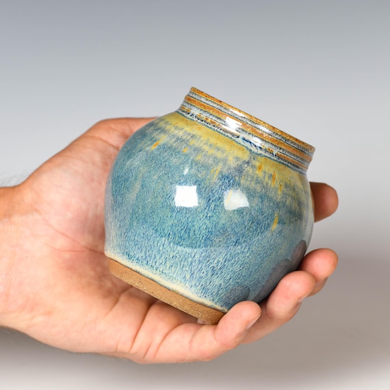 Small Wheel Thrown Flower Bud Vase | Blue Glaze #11