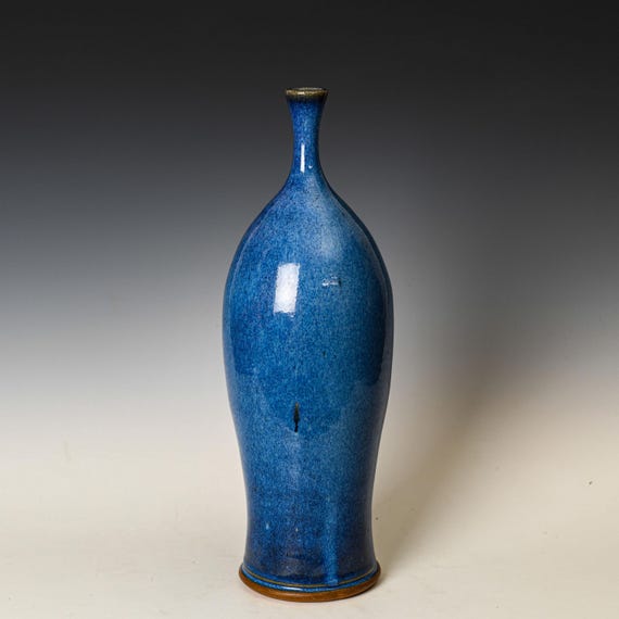 Stoneware Flower Vase - Blue Glaze #4