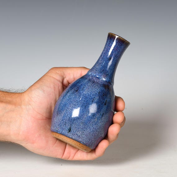 Small Wheel Thrown Flower Bud Vase | Blurple Glaze #30