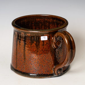 Soup Mug in Red Ash Glaze, Oversized Wide Ceramic Mug, Cappuccino Cereal Ice Cream Bowl SECONDS 9