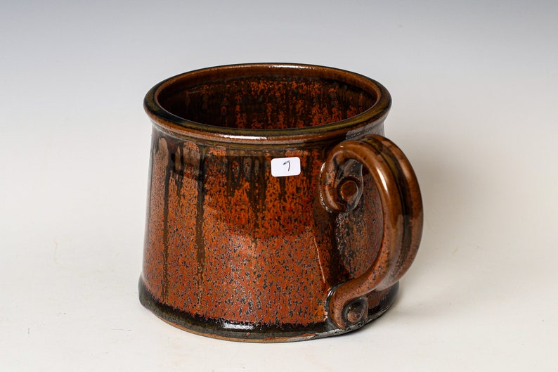 Soup Mug in Red Ash Glaze, Oversized Wide Ceramic Mug, Cappuccino Cereal Ice Cream Bowl SECONDS 9