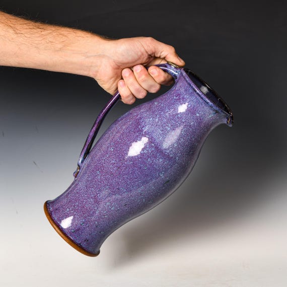 Stoneware Pitcher | Ceramic Flower Vase | Purple Glaze #28