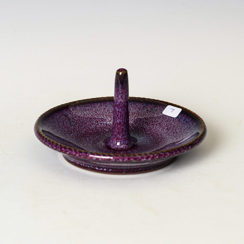 Ring Keeper Holder in Purple Glaze, Handmade Ceramic Unique Jewelry Dish, Clay Trinket Holder 7