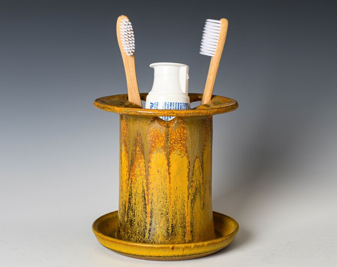 Ceramic Toothbrush Holder, Toothpaste Cup, Aesthetic Bathroom Decor 8