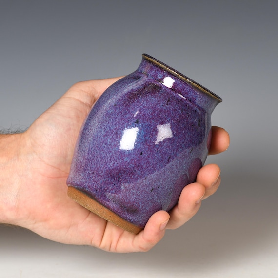 Small Wheel Thrown Flower Bud Vase | Purple Glaze #5