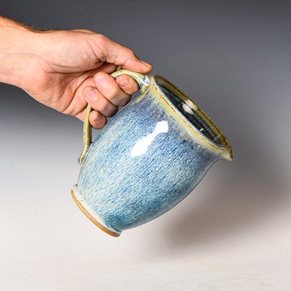 Stoneware Pitcher | Ceramic Flower Vase | Blue Glaze #21